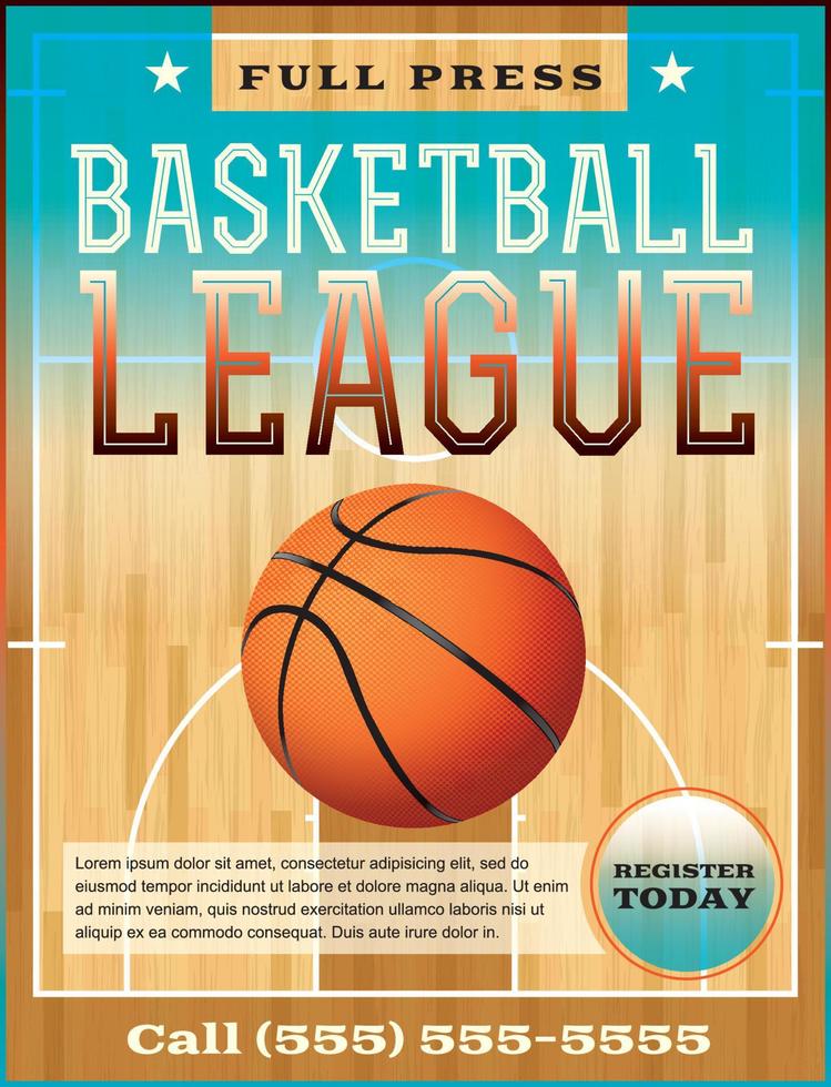 folleto de la liga de baloncesto vector