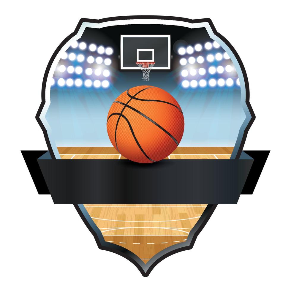 ilustración de insignia de emblema de baloncesto vector