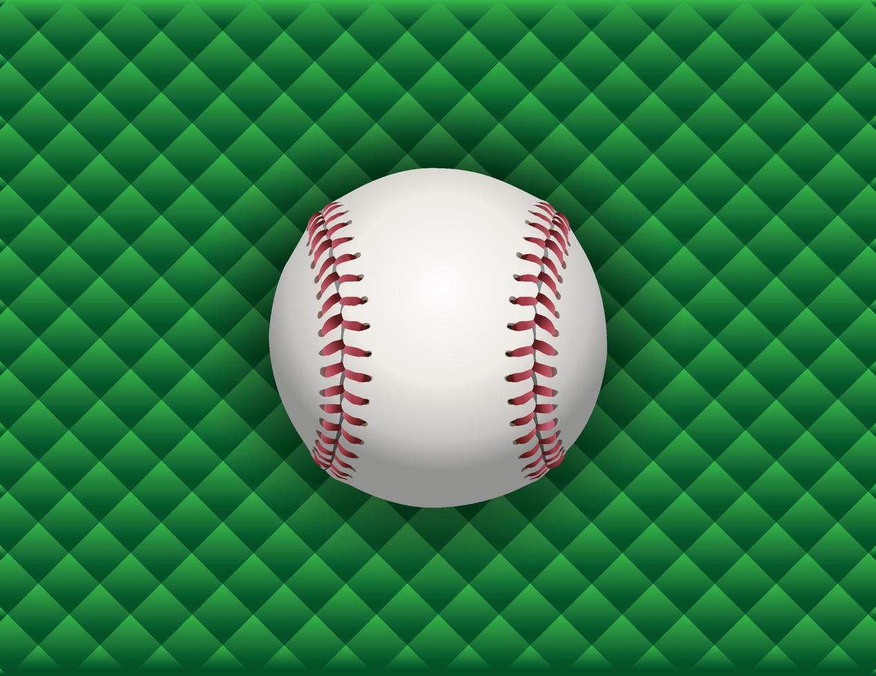 Baseball Illustration on a Green Checkered Background vector
