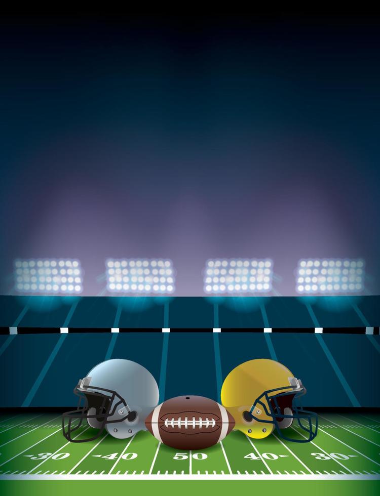 American Football Field Stadium with Helmets and Ball Illustration vector
