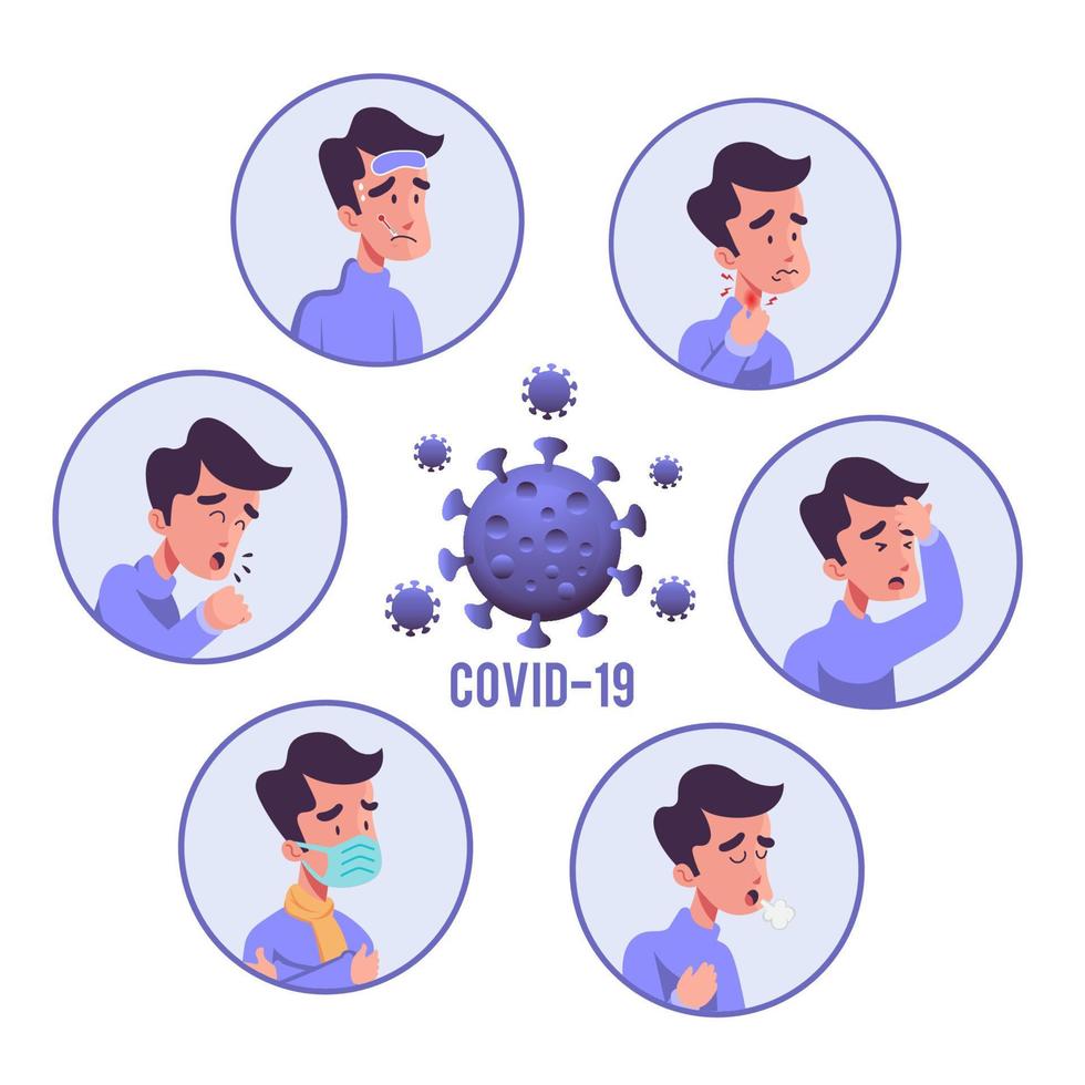 Corona virus symptoms illustration vector