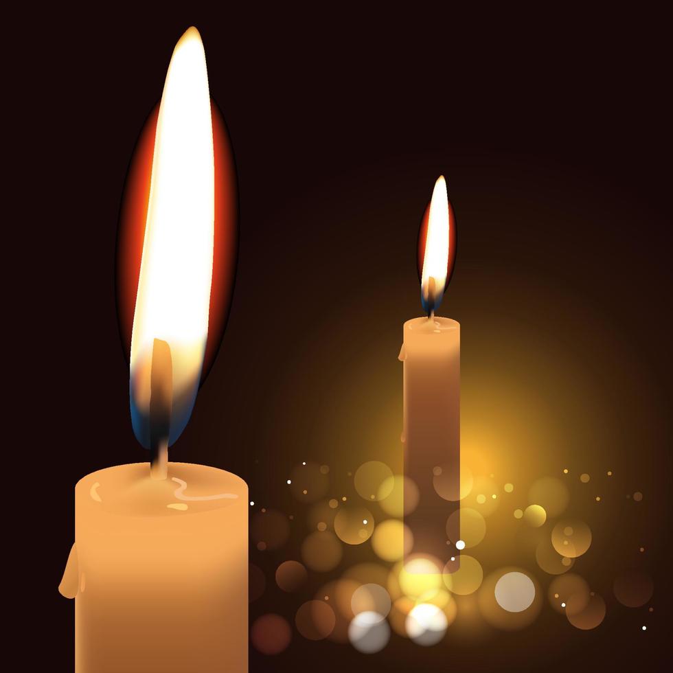 realistic burning candles isolated on the dark background. vector