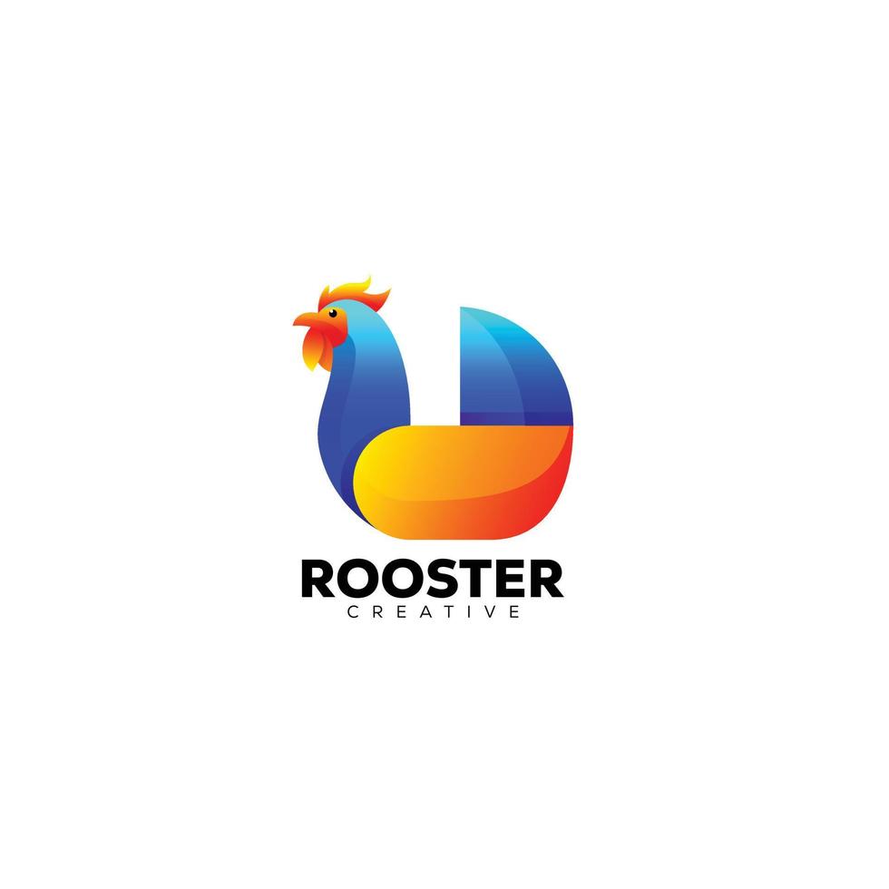 rooster logo colorful design illustration template vector