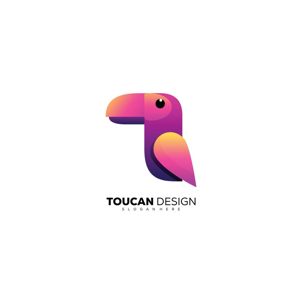 plantilla de diseño de logotipo colorido degradado de tucán vector