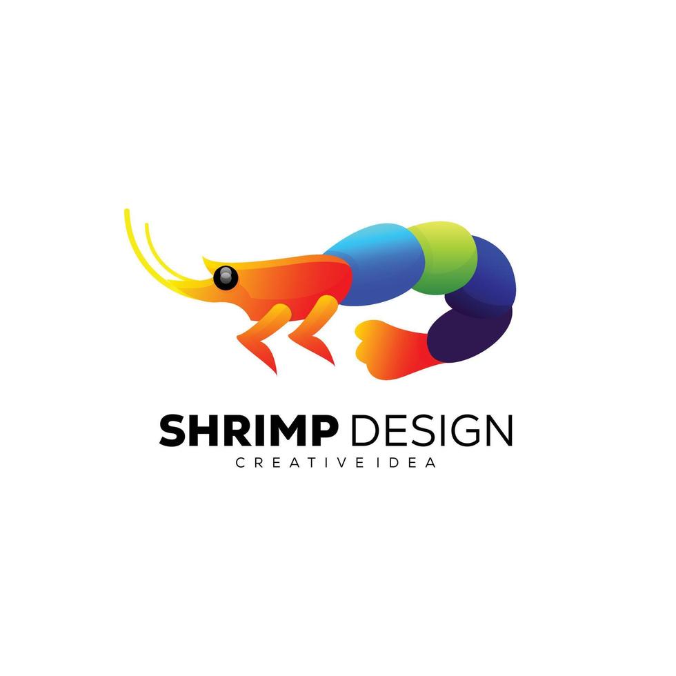 shrimp design colorful logo gradient template vector