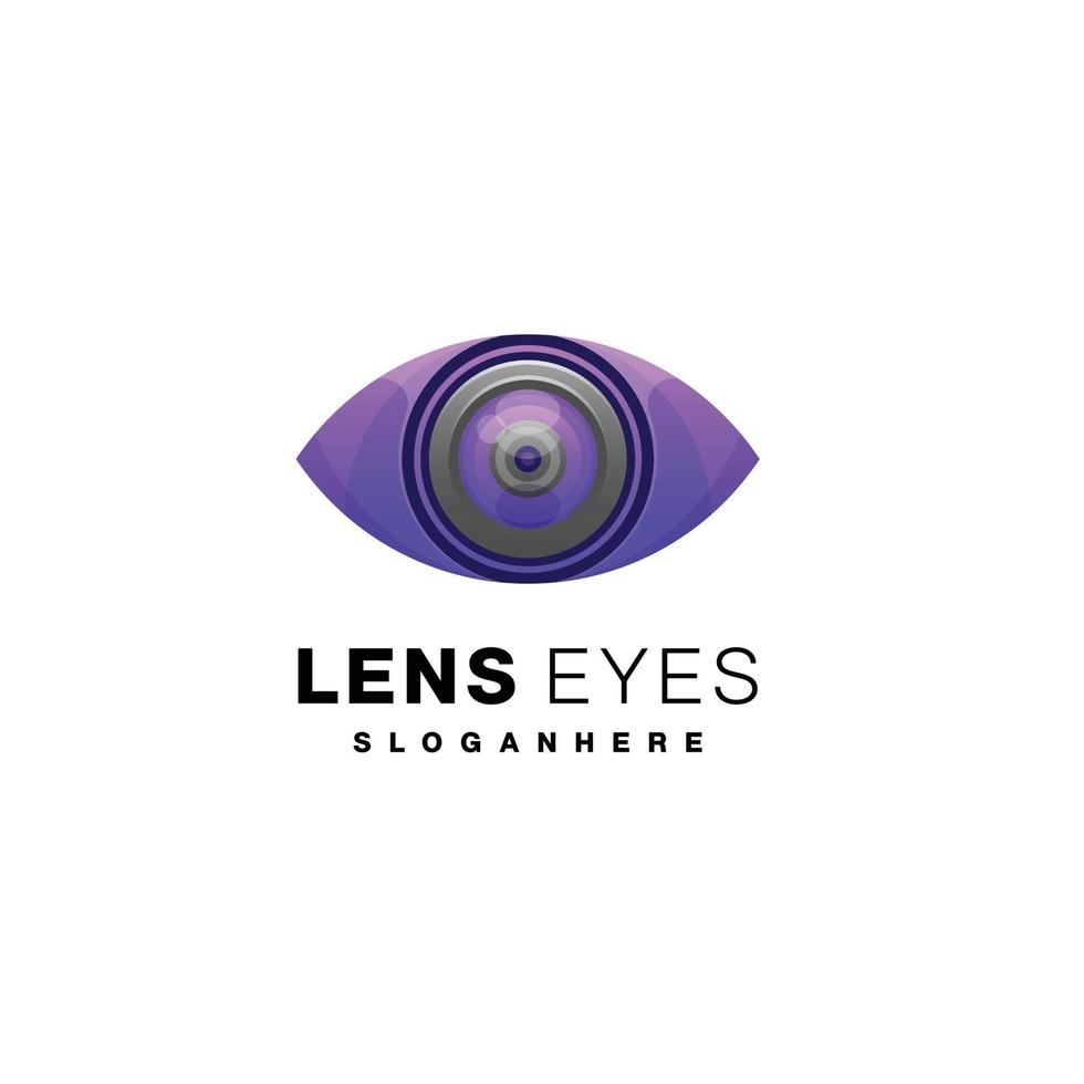 lens eyes logo design vector color template