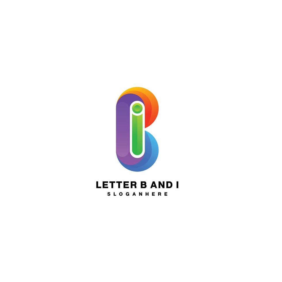 letter b and i colorful logo design template vector