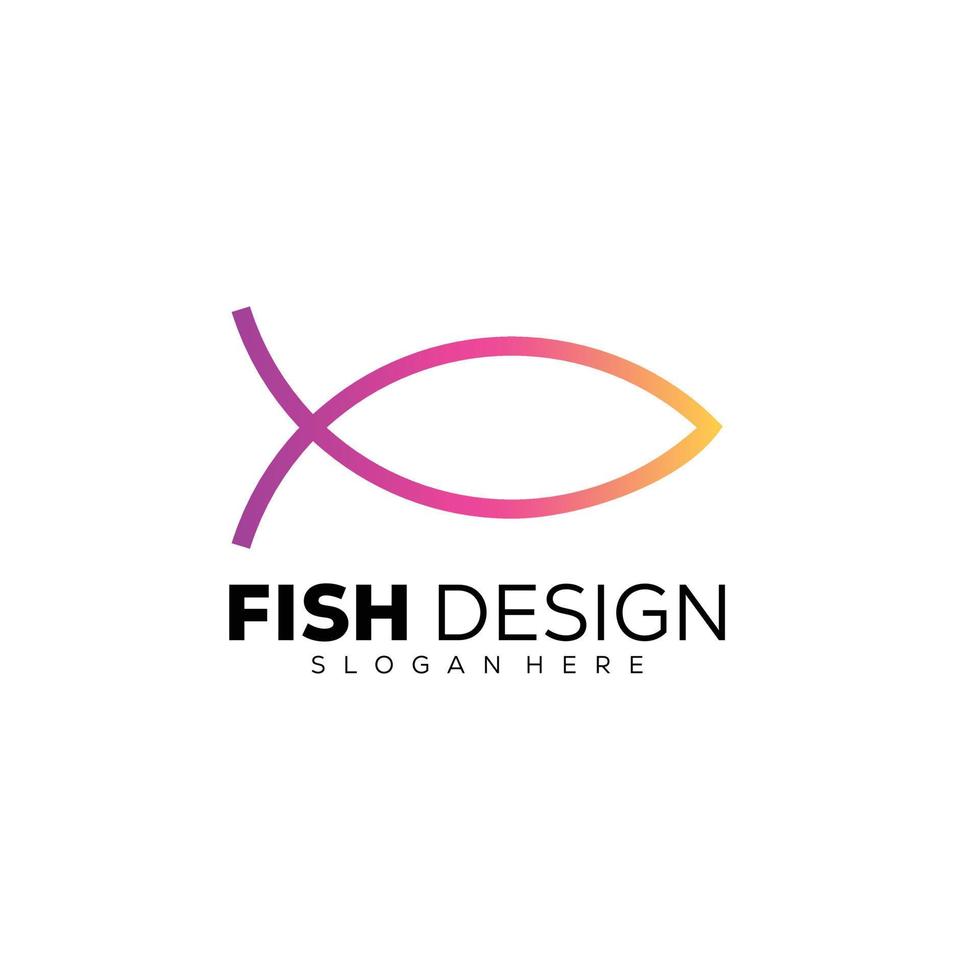 logotipo de ilustración de diseño de color degradado de línea de pescado vector