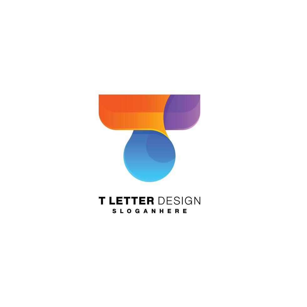 letter t design logo template gradient colorful vector