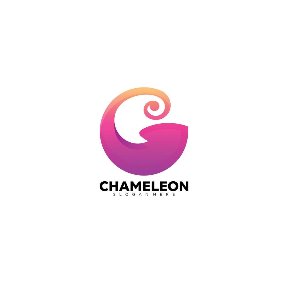 camaleón colorido diseño plantilla logo degradado icono vector