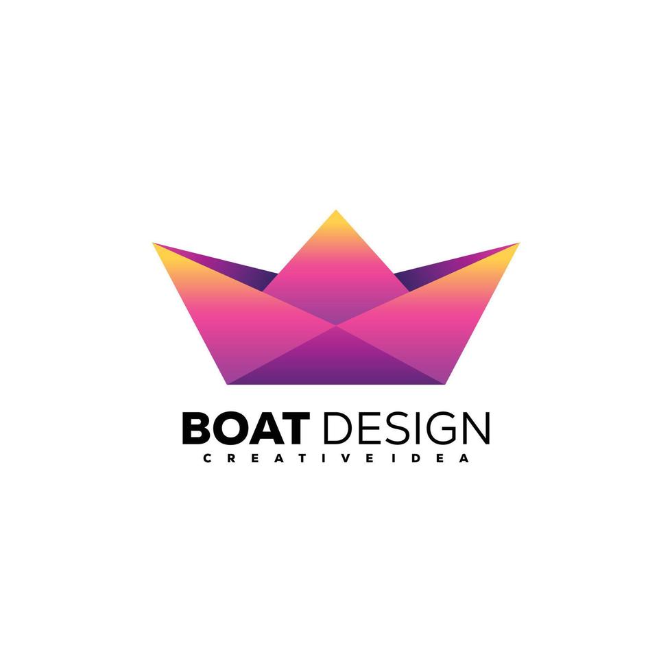 paper boat logo template gradient color illustration vector