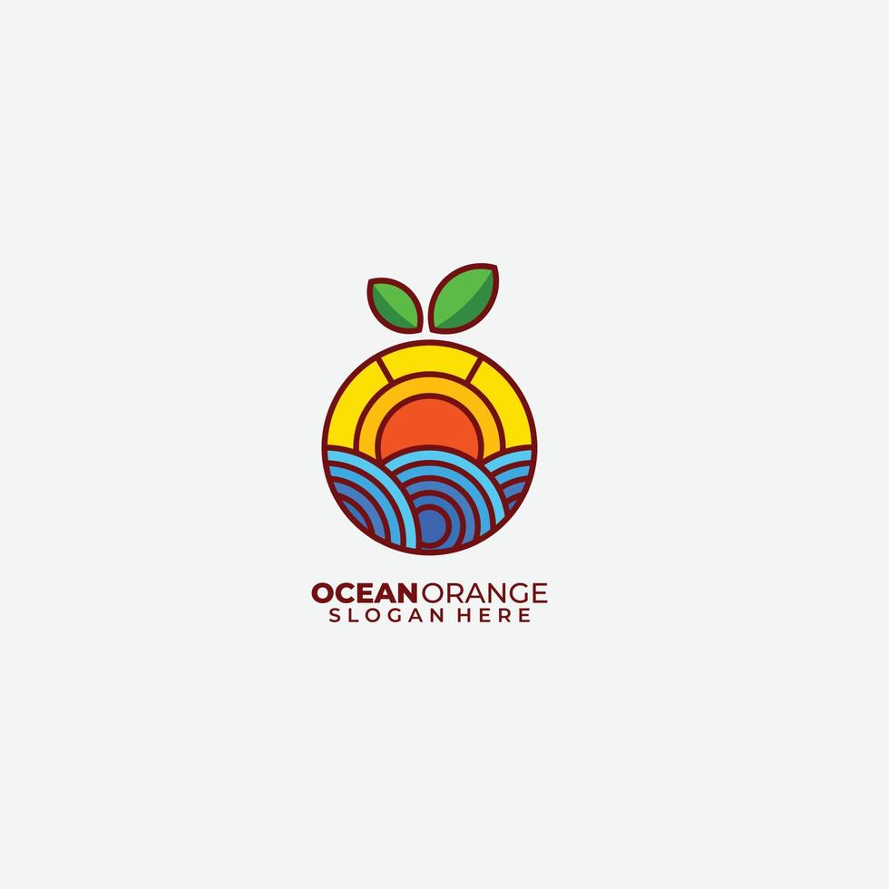 logotipo de vector de ilustración de diseño de fruta de océano