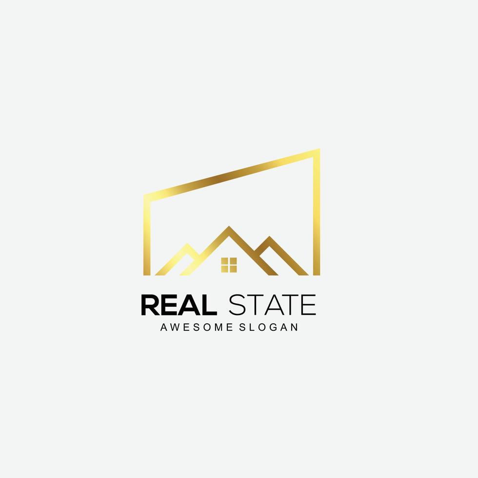real estate with luxury design line art logo vector