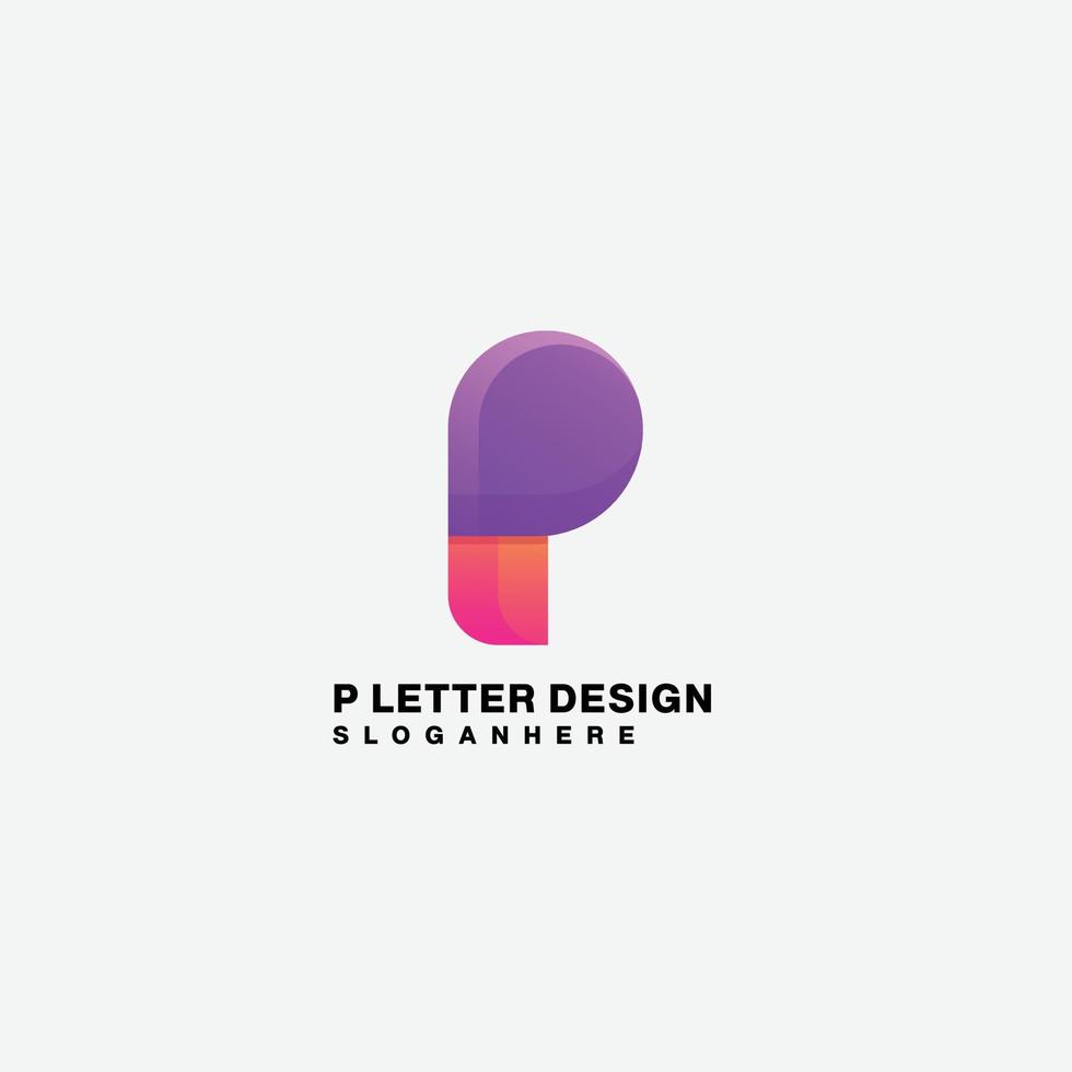 letra p logo diseño inicial plantilla colorida ilustración vector