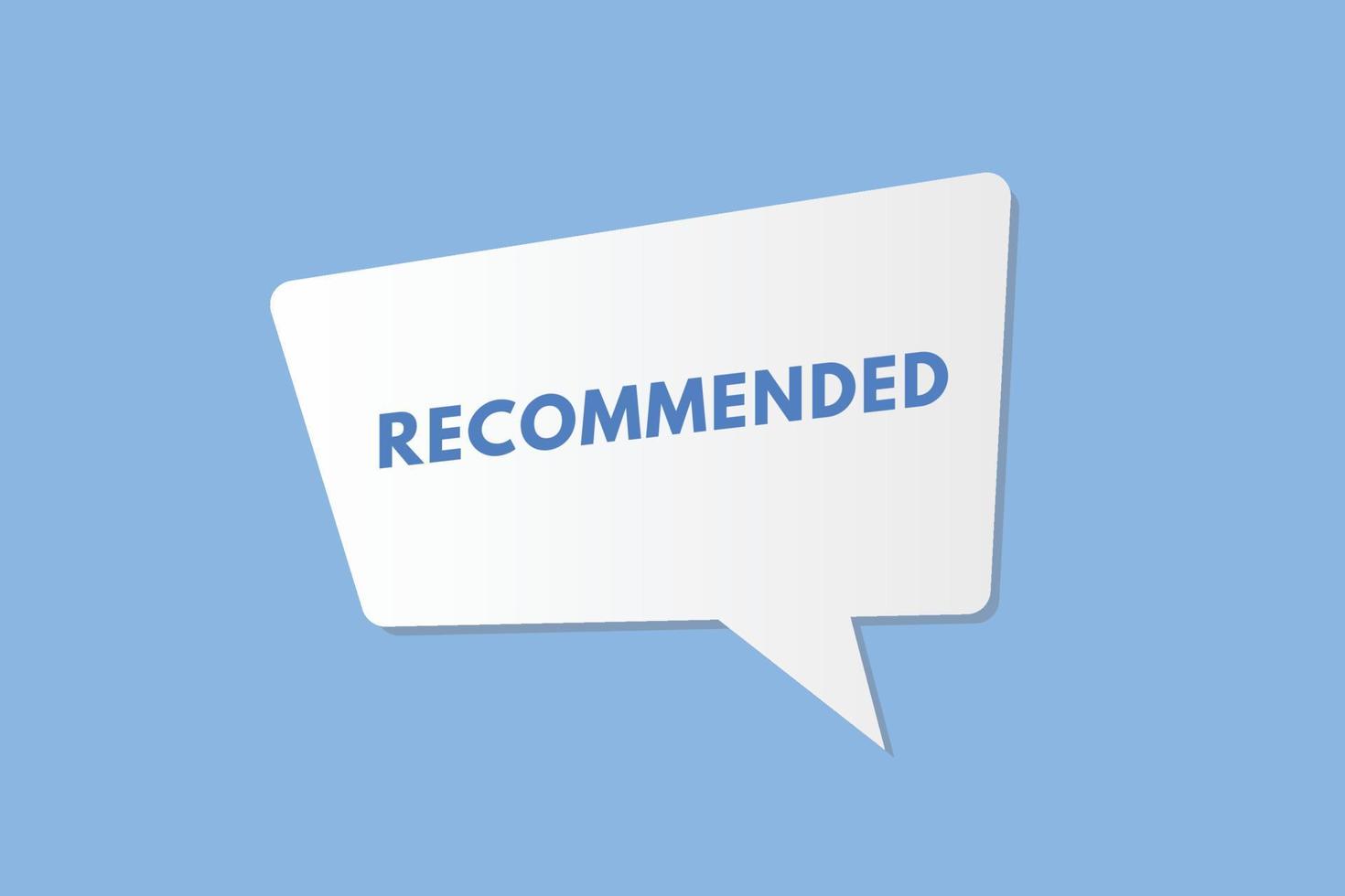 recommended text Button. recommended Sign Icon Label Sticker Web Buttons vector