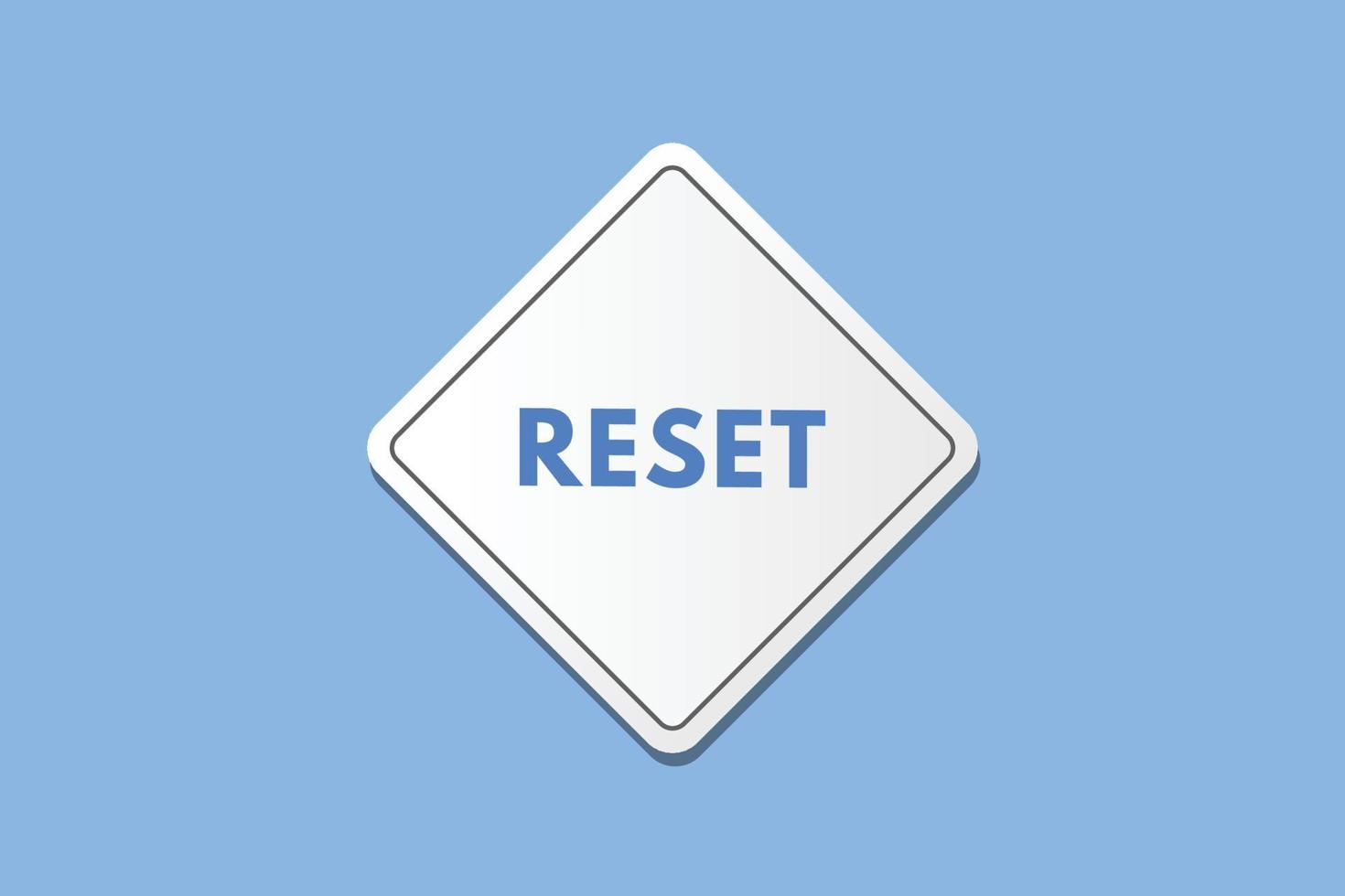 reset text Button. reset Sign Icon Label Sticker Web Buttons vector