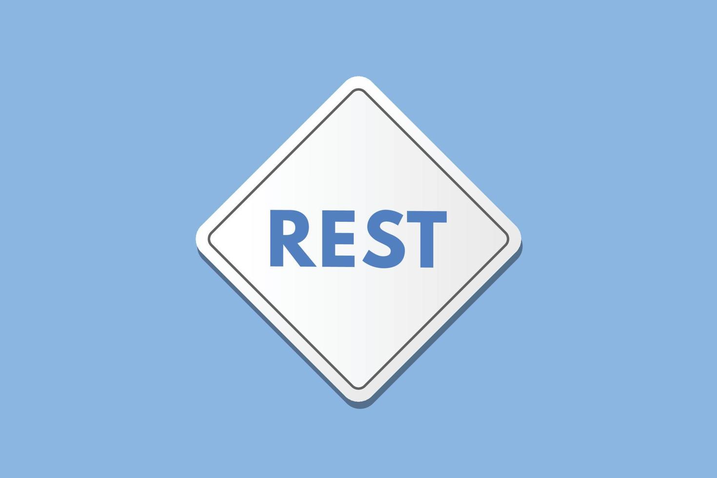 rest text Button. rest Sign Icon Label Sticker Web Buttons vector