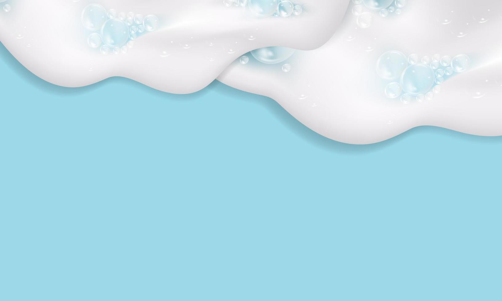 espuma de baño aislada en un fondo azul. textura de burbujas de champú. Ilustración de vector de espuma de baño y champú.