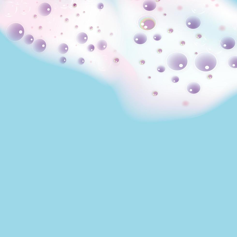 espuma de baño aislada en un fondo azul. textura de burbujas de champú. Ilustración de vector de espuma de baño y champú.