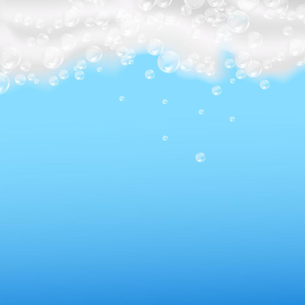 Bath  blue foam isolated on a light background. Shampoo bubbles texture.Shampoo and bath lather vector illustration.