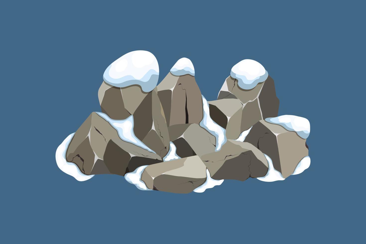 A set of black charcoal of various shapes and snow.Collection of pieces of coal, graphite, basalt and anthracite. The concept of mining and ore in a mine.Rock fragments,boulders. vector
