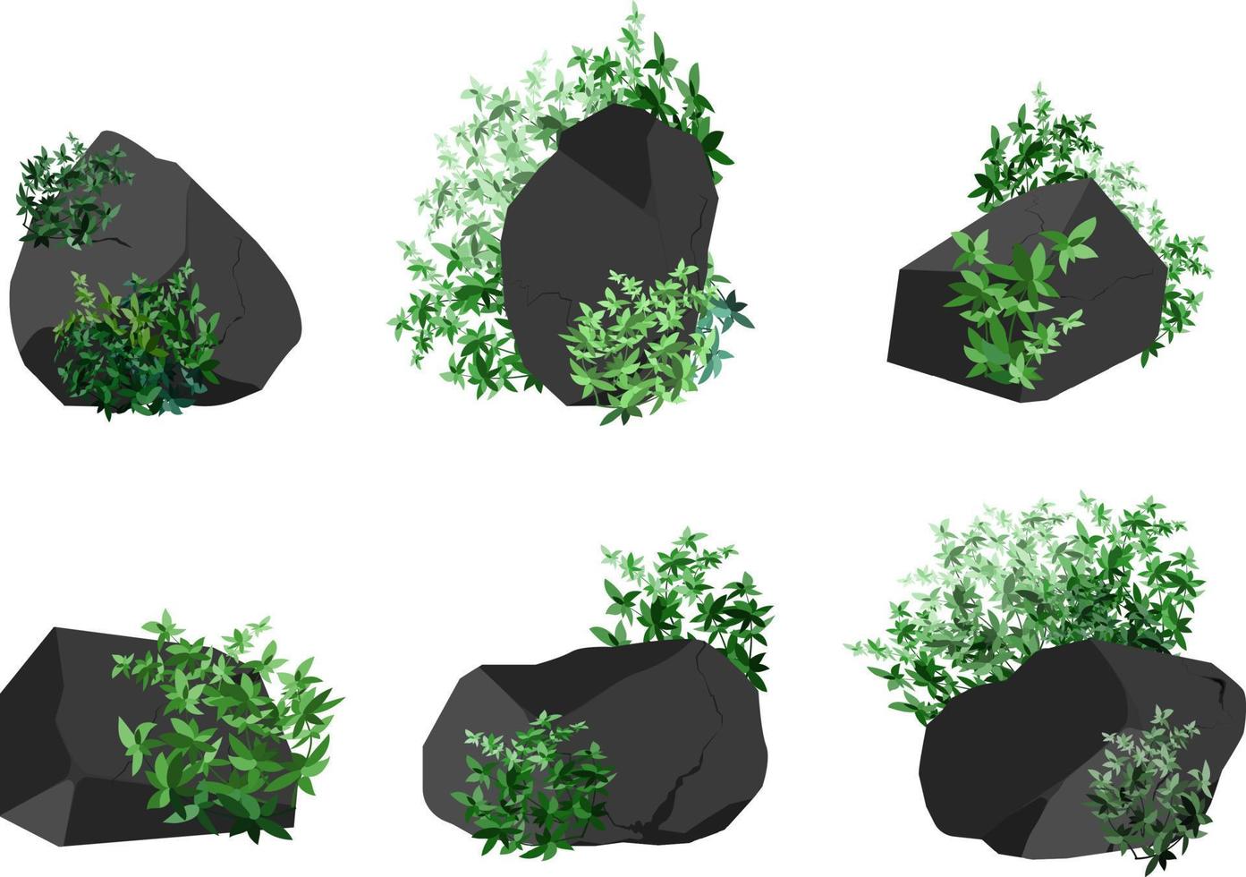 un conjunto de carbón negro de varias formas y plantas.colección de piezas de carbón, grafito, basalto y antracita. el concepto de minería y mineral en una mina.fragmentos de roca,cantos rodados. vector