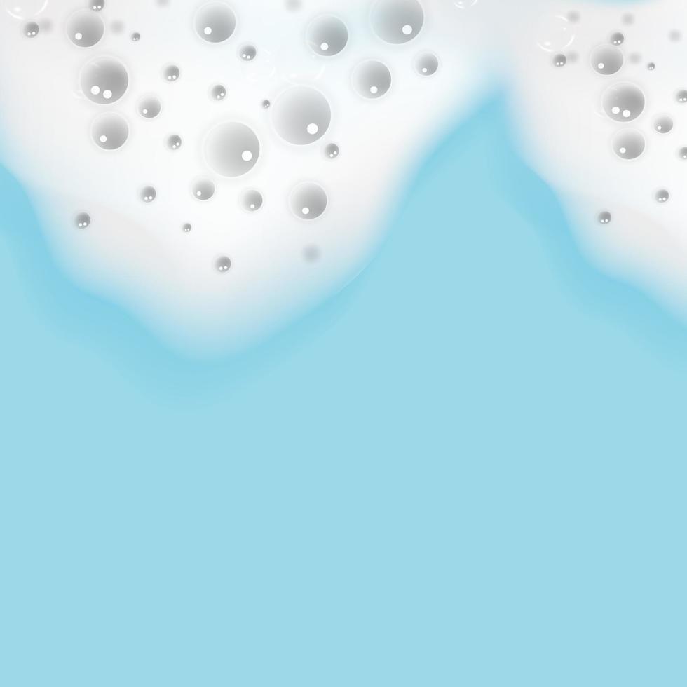 Bath foam isolated on a blue background. Shampoo bubbles texture.Shampoo and bath lather vector illustration.