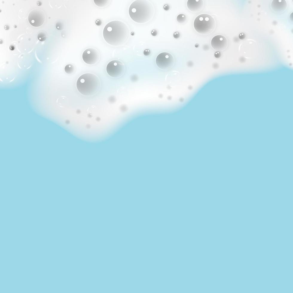 Bath foam isolated on a blue background. Shampoo bubbles texture.Shampoo and bath lather vector illustration.