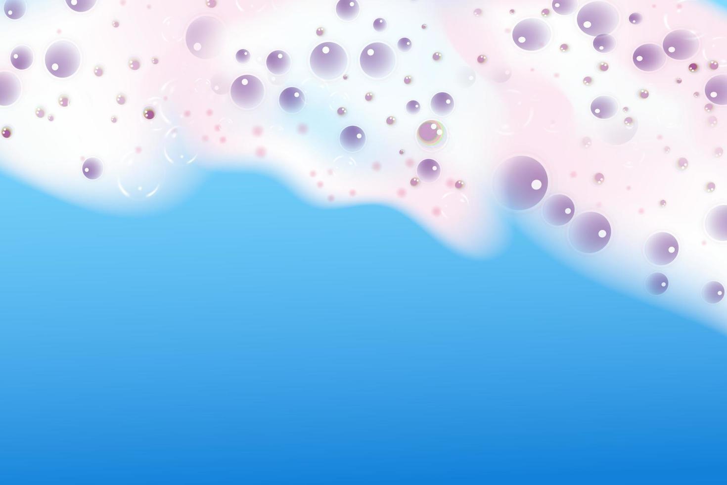 Bath foam isolated on a blue background. Shampoo bubbles texture.Shampoo and bath lather vector illustration.