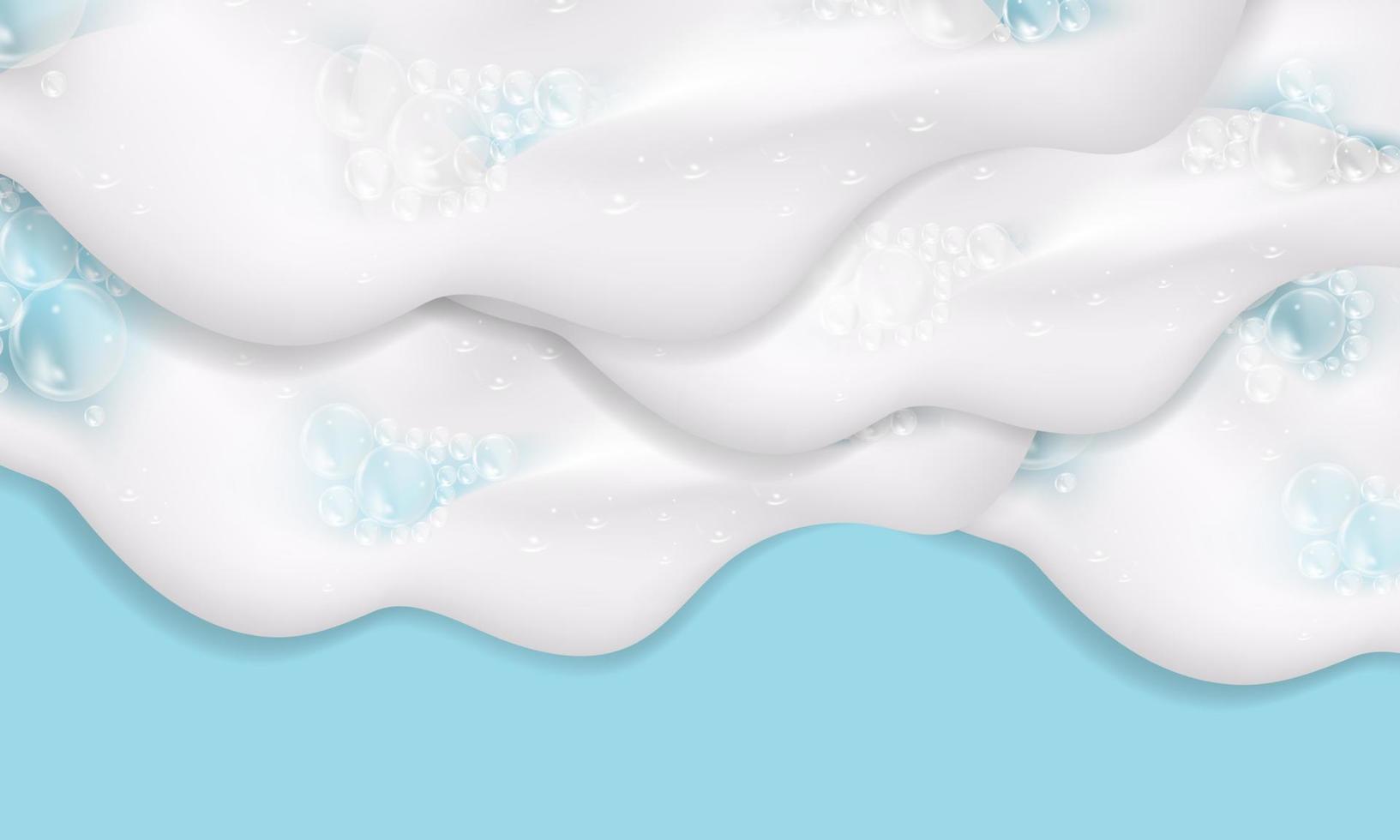 Bath foam isolated on a blue background. Shampoo bubbles texture.Shampoo and bath lather vector illustration.