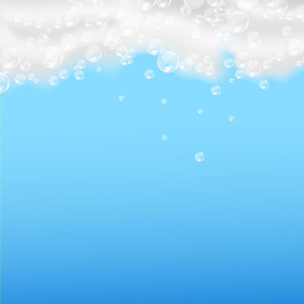 Bath  blue foam isolated on a light background. Shampoo bubbles texture.Shampoo and bath lather vector illustration.