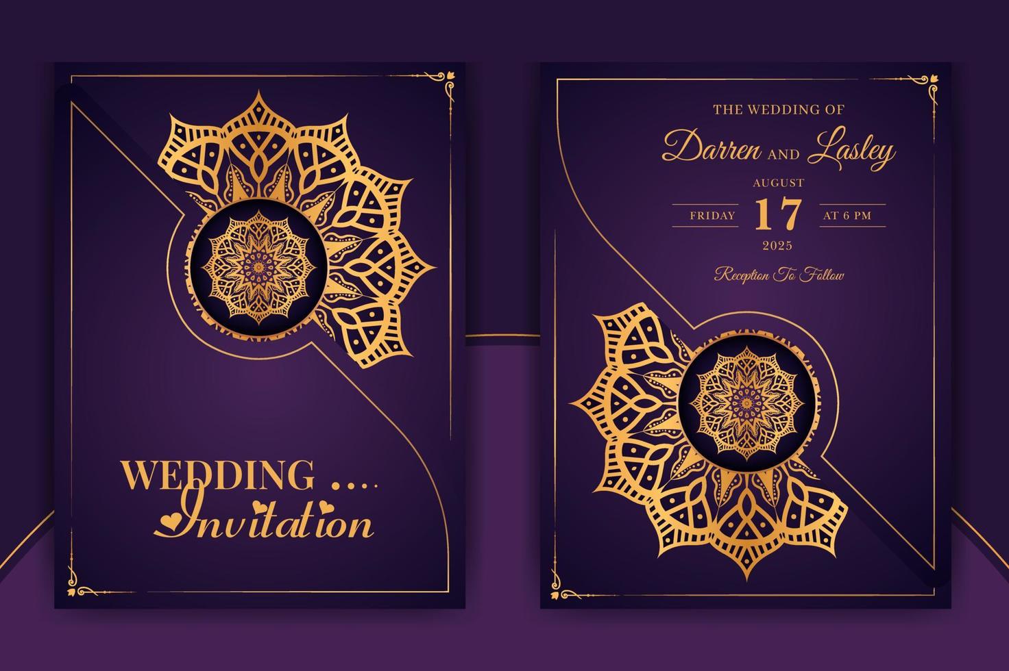 plantilla de tarjeta de invitación de boda de mandala de lujo con patrón de fondo islámico árabe vector