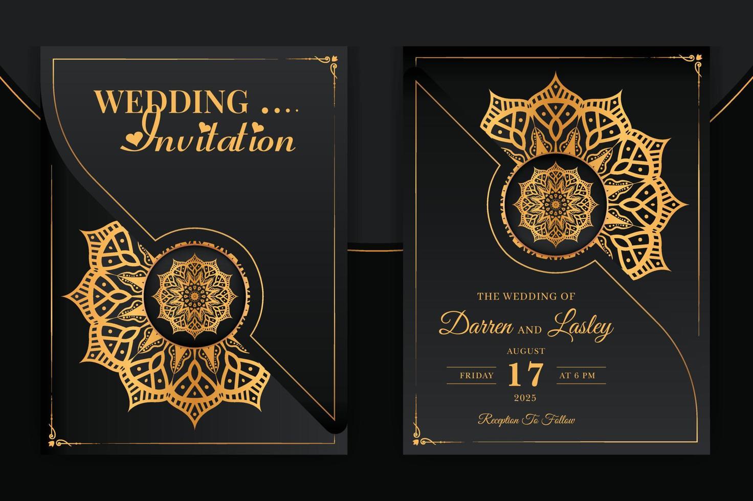 plantilla de tarjeta de invitación de boda de mandala de lujo con patrón de fondo islámico árabe vector
