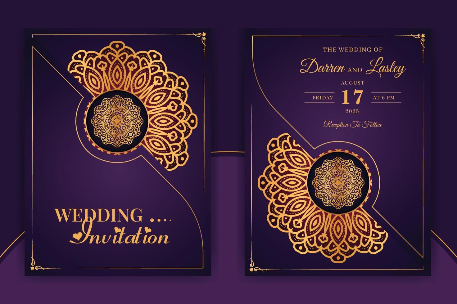 Luxury Mandala Wedding Invitation Card template with pattern Arabic Islamic background vector