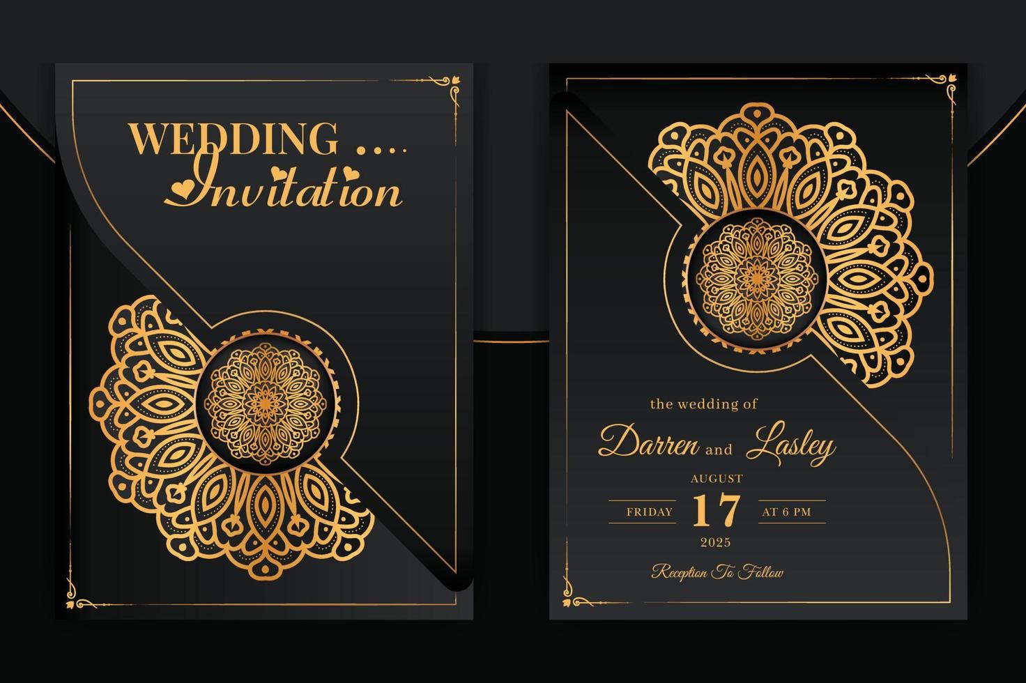 Luxury Mandala Wedding Invitation Card template with pattern Arabic Islamic background vector