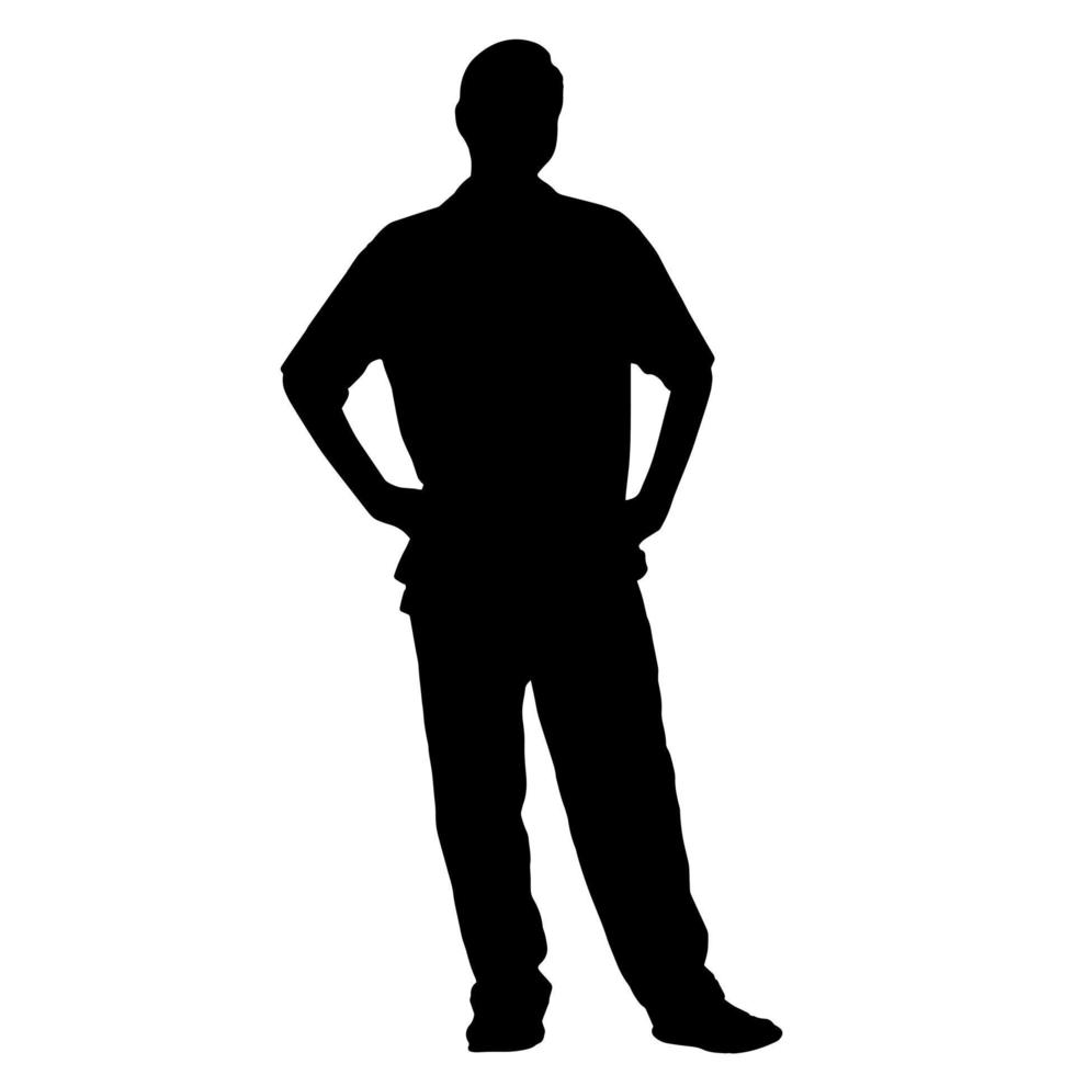 siluetas vectoriales de hombres. forma de hombre de pie. color negro sobre fondo blanco aislado. ilustración gráfica. vector