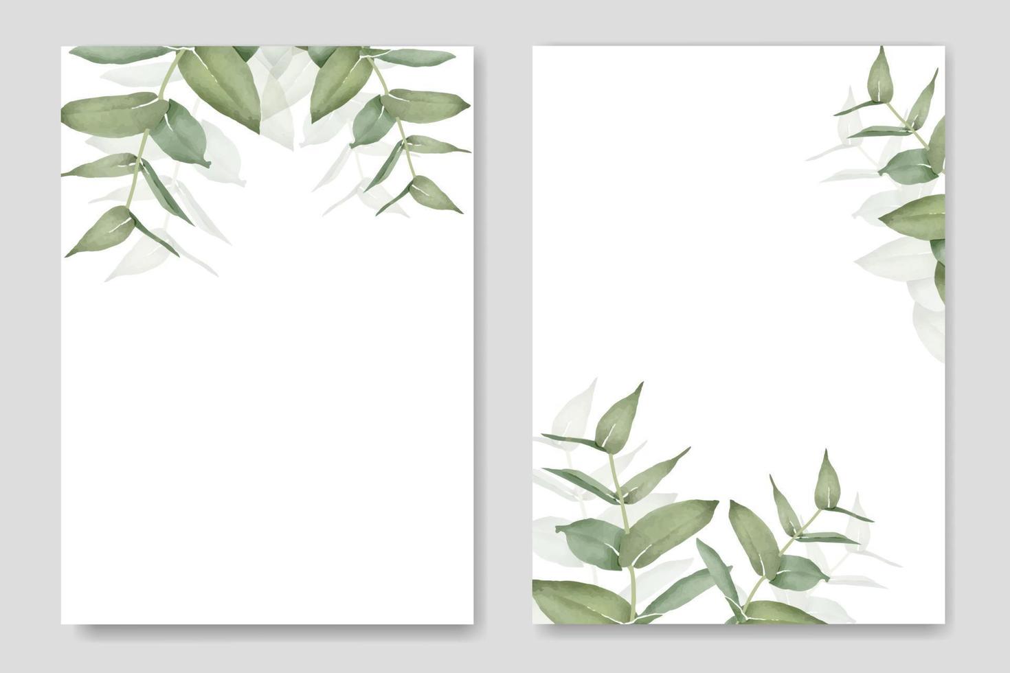 Eucalyptus Watercolor Wedding Invitation Card Template vector