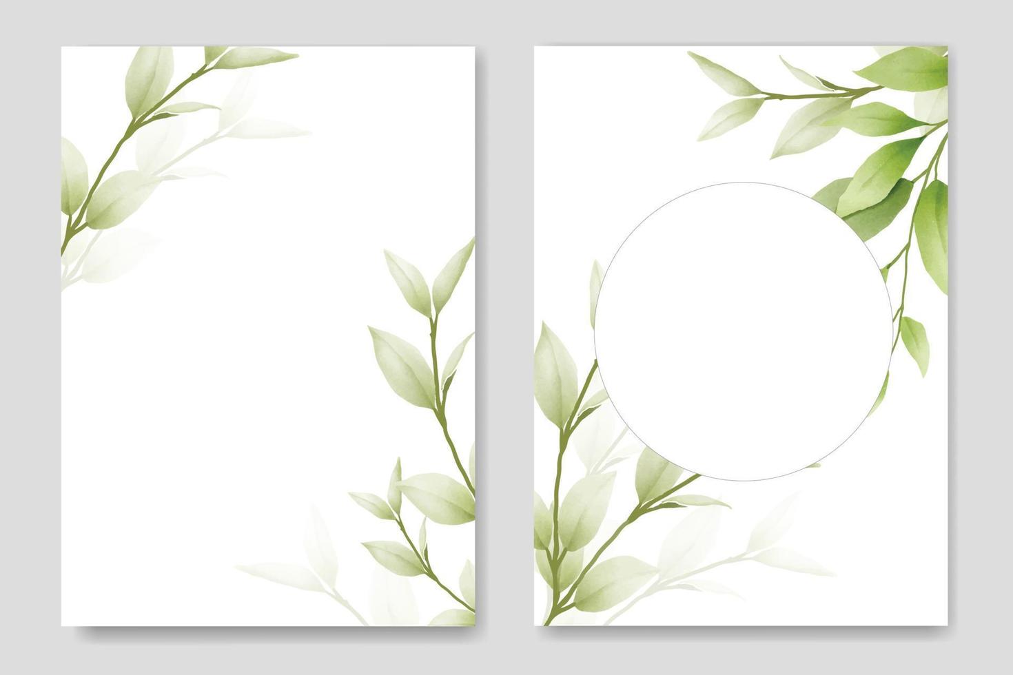 Beautiful Green Leaf Wedding Invitation Card Template vector