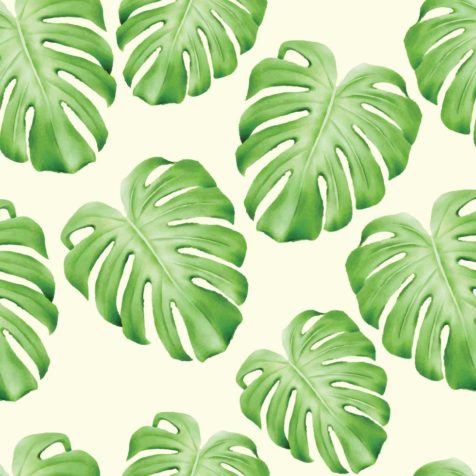Seamless Pattern Tropical Leaf Watercolor vector