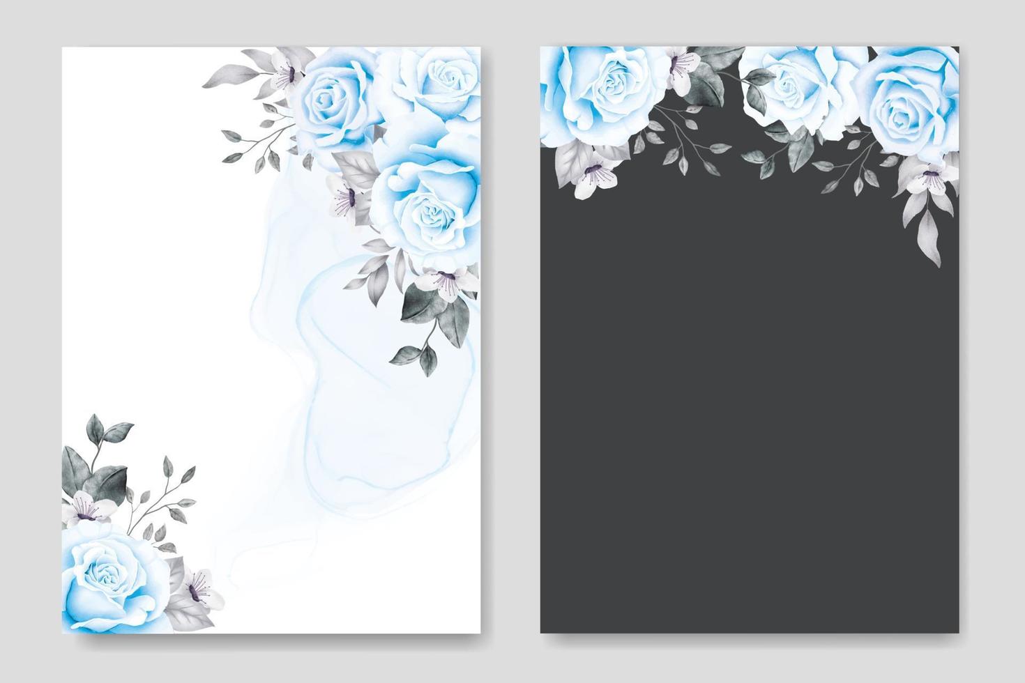Floral Navy Blue wedding Invitation card Template vector