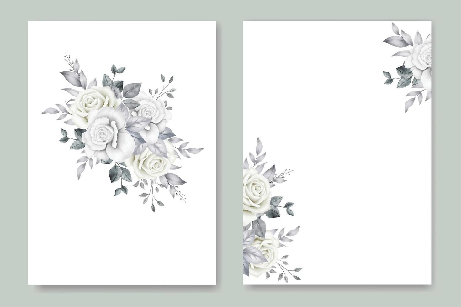 Beautiful Floral Roses White Wedding Invitation Card Template vector