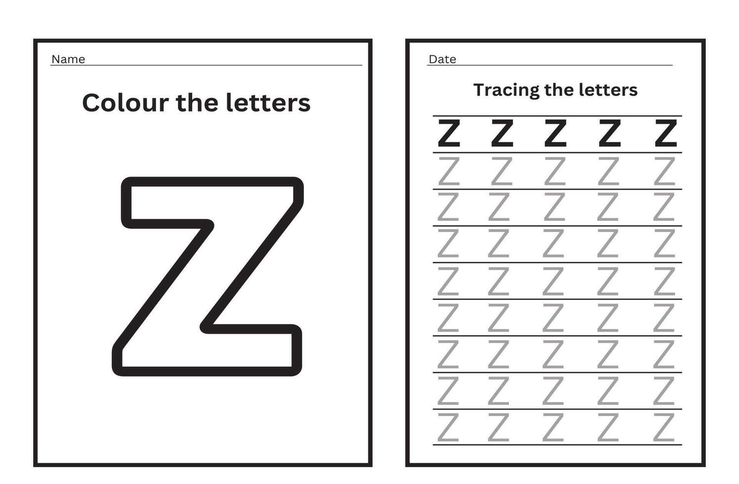 Alphabet tracing practice Letter Z. Tracing practice worksheet