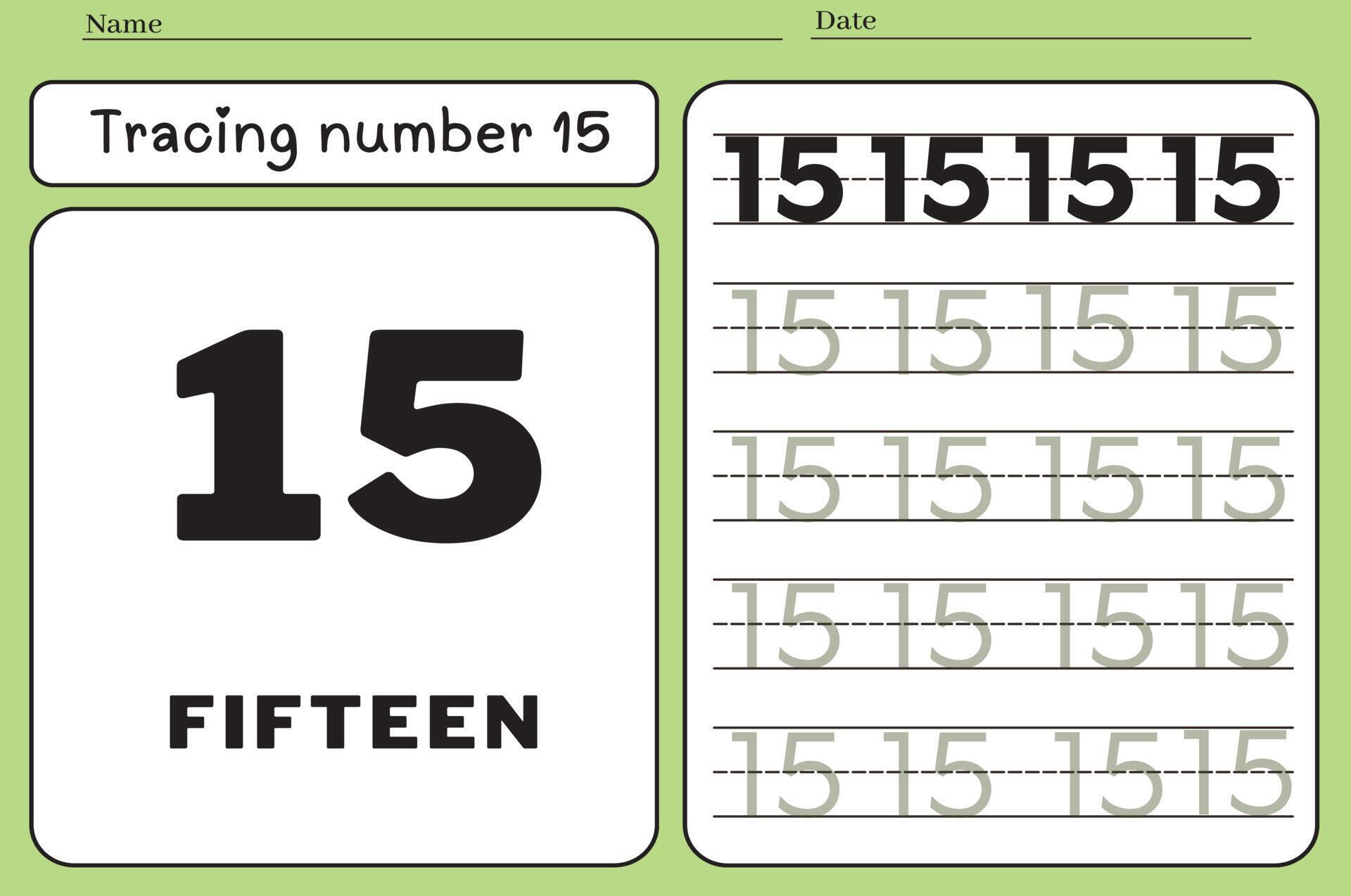 Number 15 Tracing Worksheet Preschool