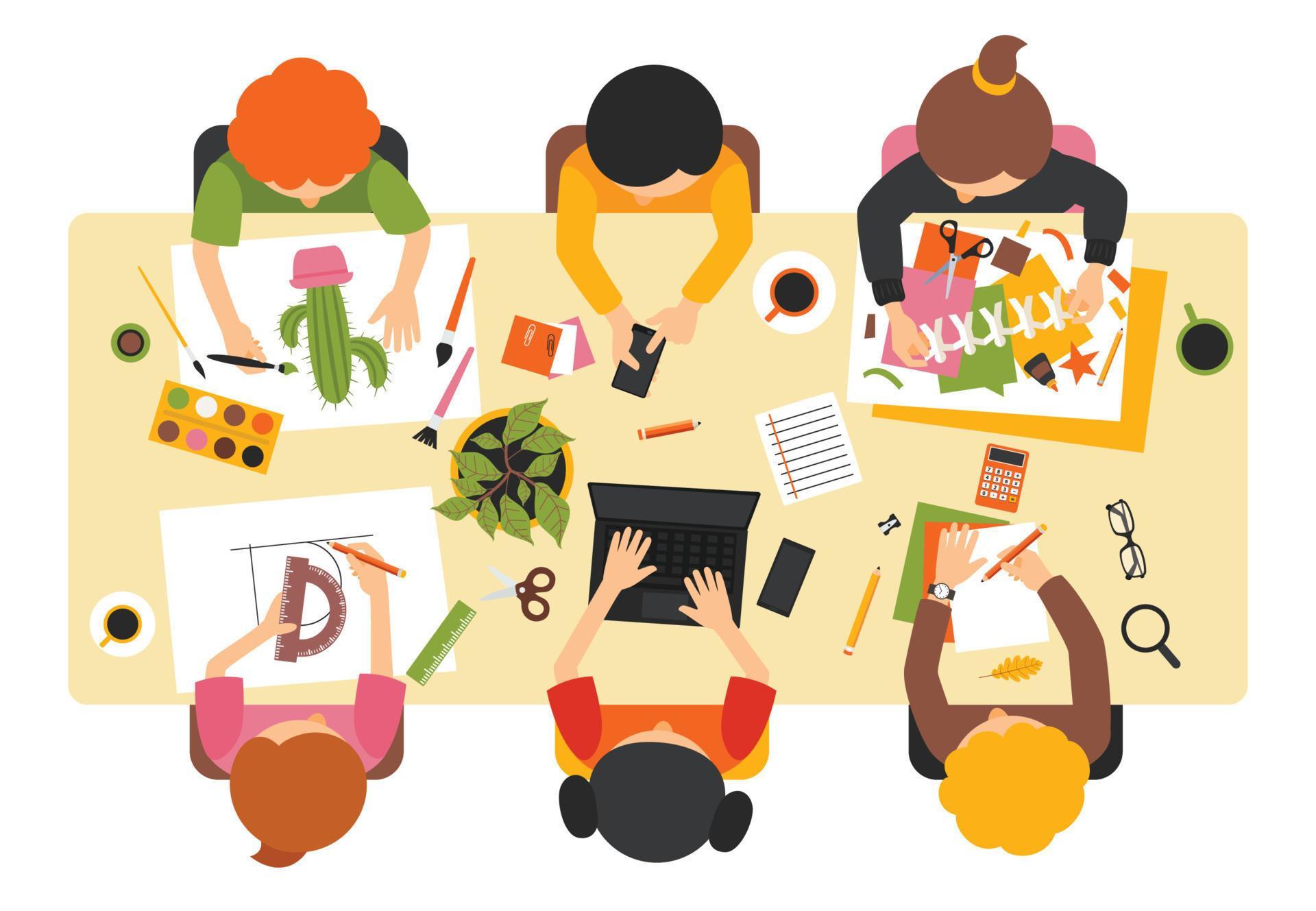 Top View Of Do It Yourself Activities On Table 17066027 Vector Art At top-view-of-do-it-yourself-activities-on-table-17066027-vector-art-at