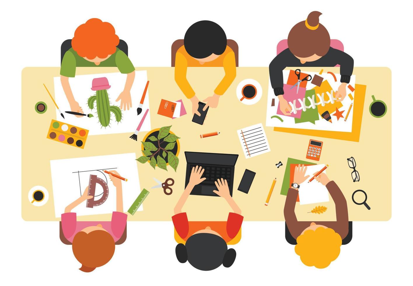 Top View Of Do It Yourself Activities On Table 17066027 Vector Art at