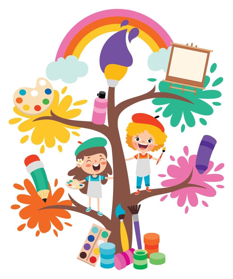 Art Concept With Kids On Tree vector