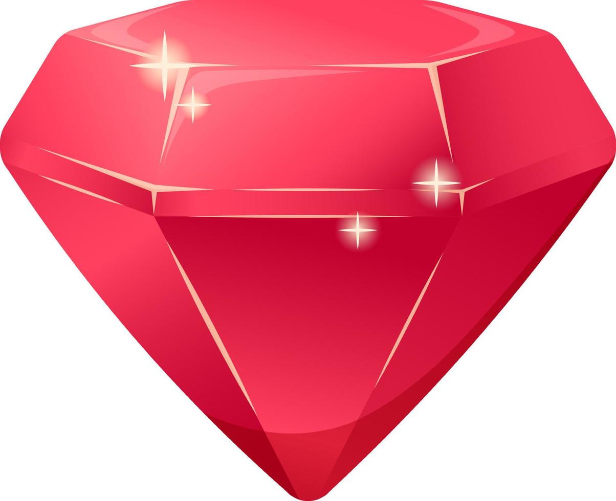 Cartoon ruby with glitter, gemstone, jewel isolated vector