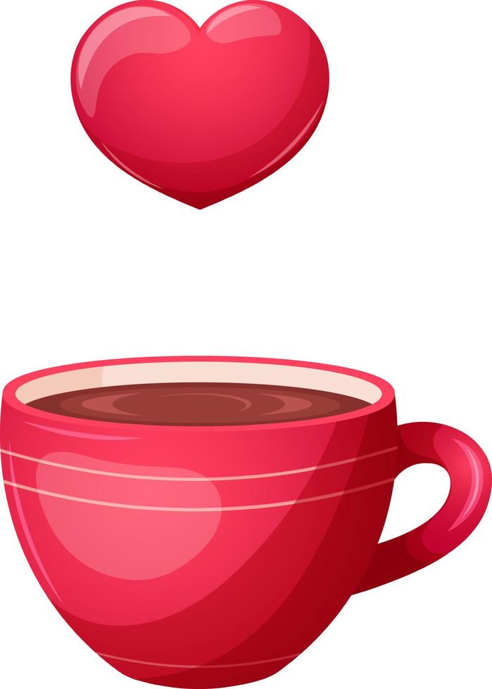 taza de café romántica, té con corazón, taza de café para el día de san valentín vector