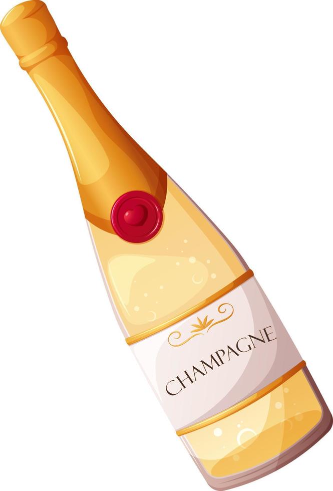 Cartoon champagne bottle on transparent background vector