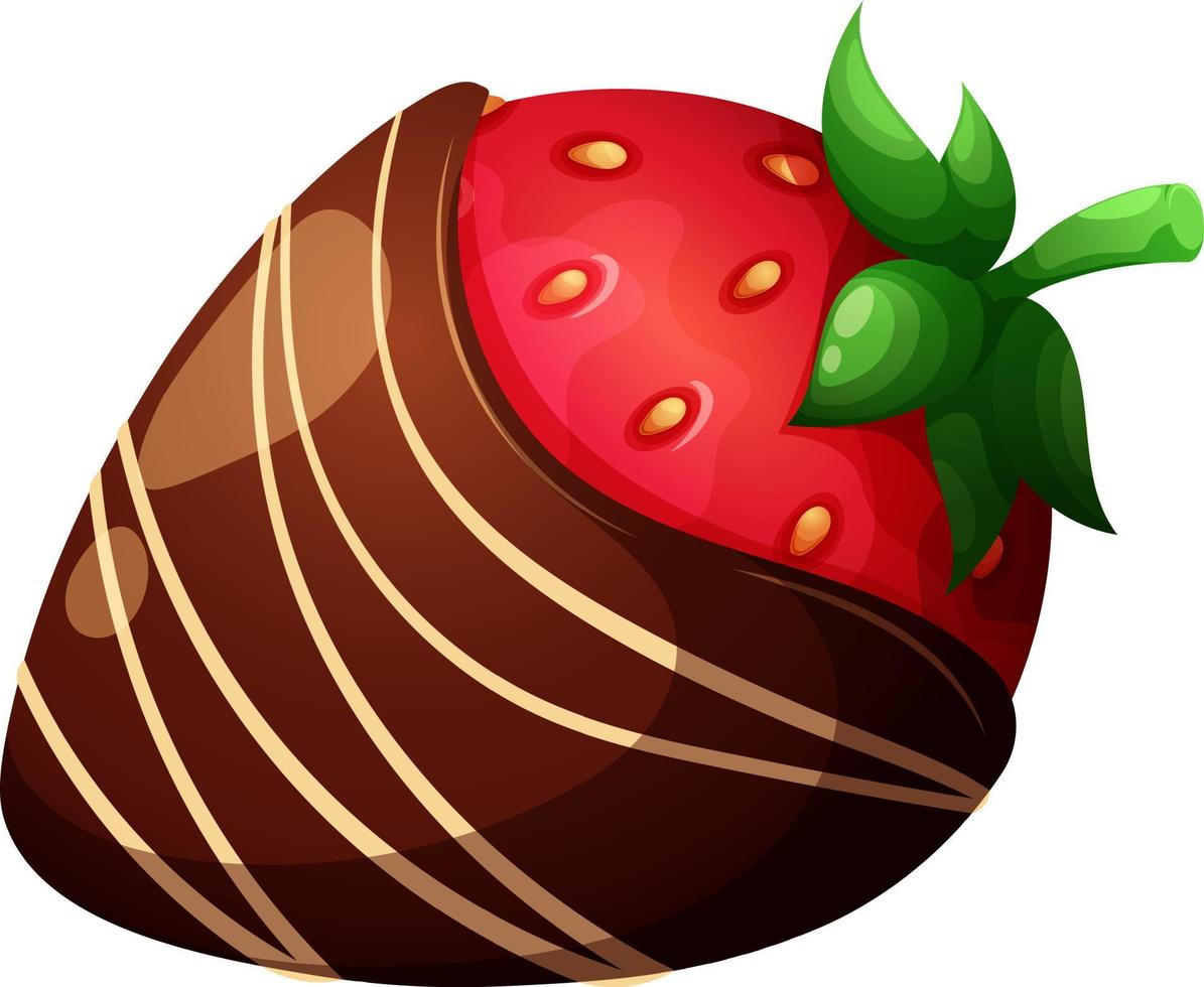 Cartoon romantic strawberries in dark or milk chocolate isolated vector